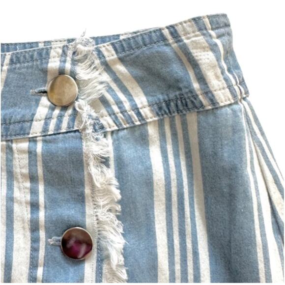 Jack by BB Dakota Skirt Ivanna Blue Striped Raw Hem Chambray Mini Size 2 NEW - Picture 6 of 12